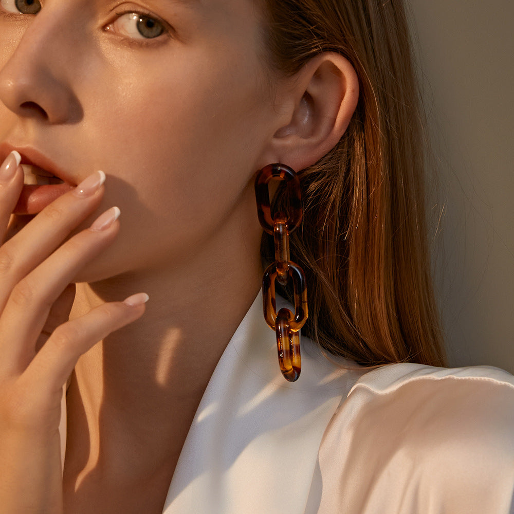 Amber Atmospheric Chain Earring