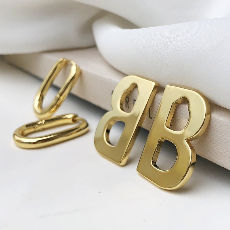 B Alphabetic Simple Earring