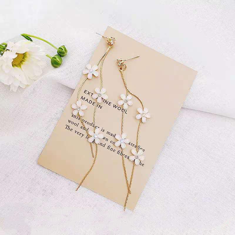 Long Flower Tassel Earrings