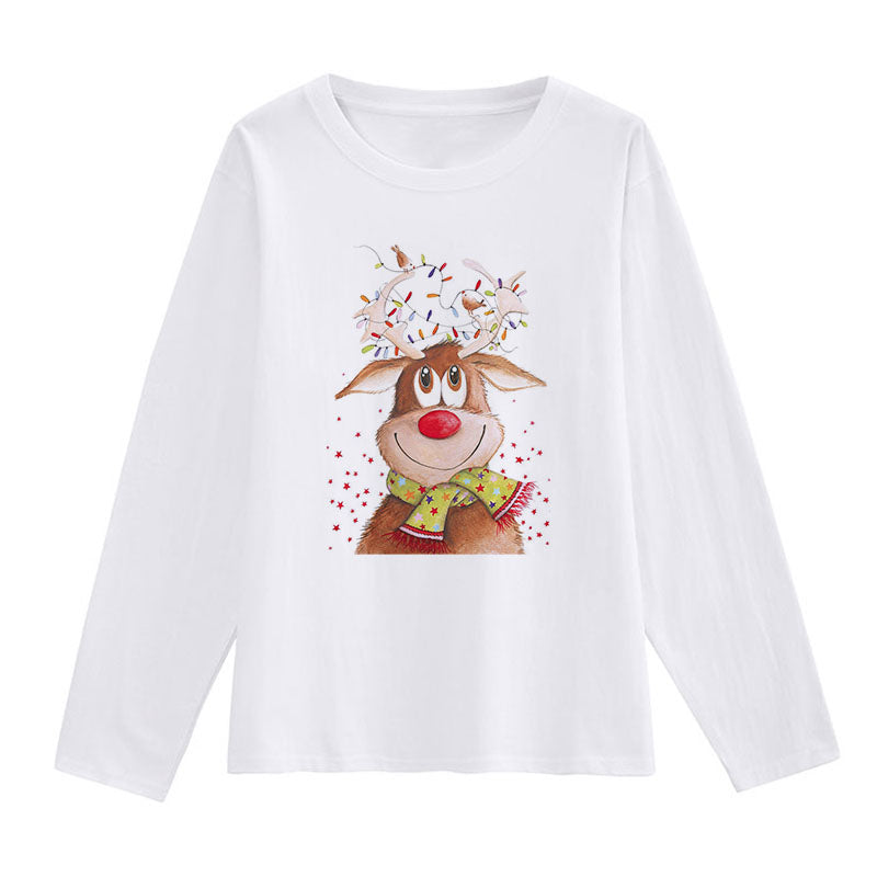 2021 Christmas Fashion Women White T-Shirt J