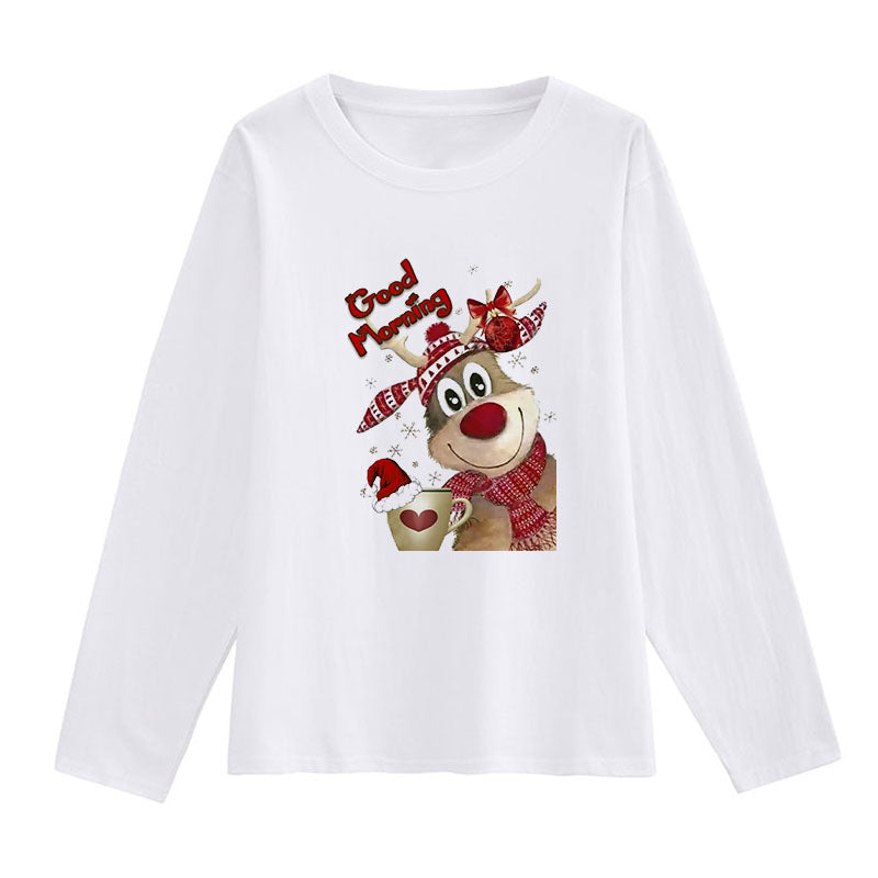 2021 Christmas Fashion Women White T-Shirt K