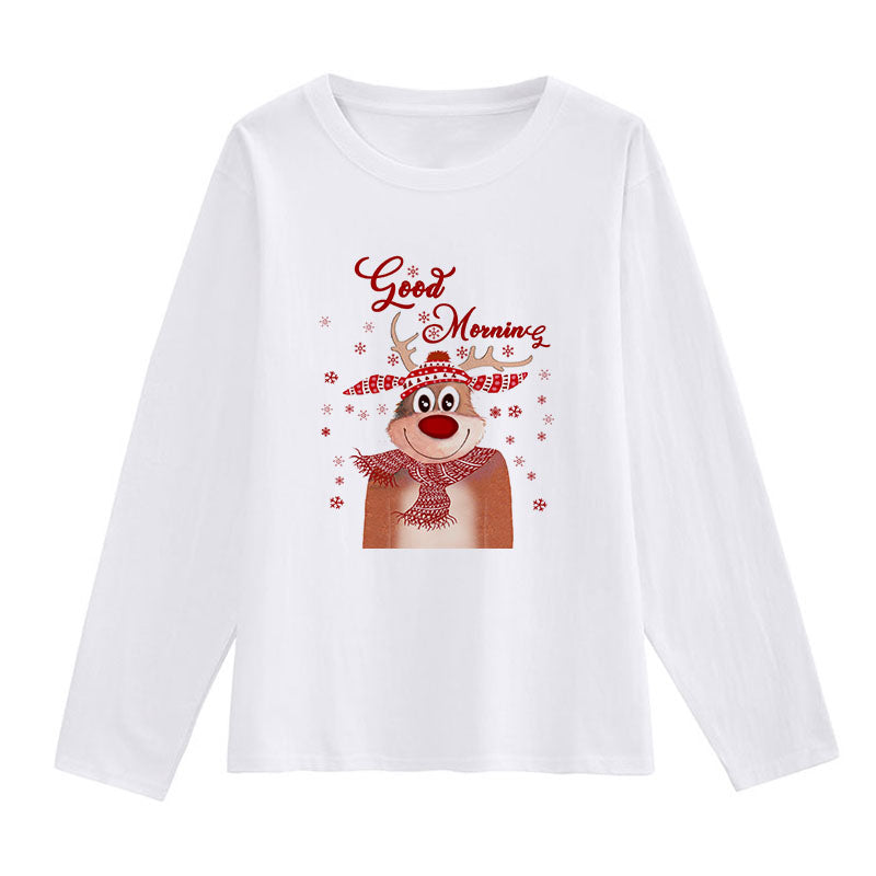 2021 Christmas Fashion Women White T-Shirt L