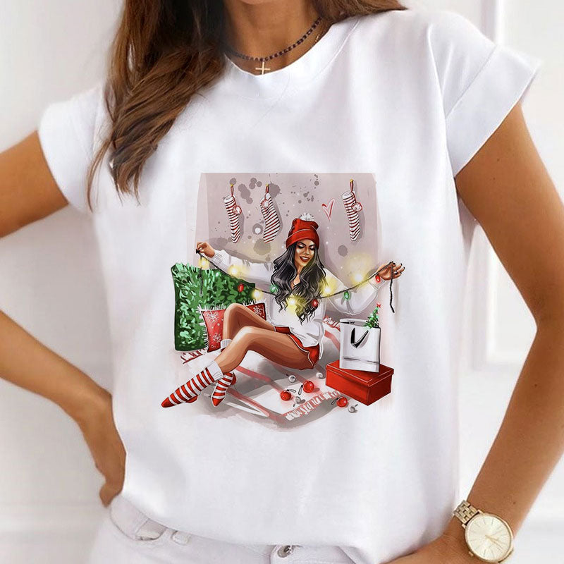 HELLO 2021 Christmas Women White T-Shirt W