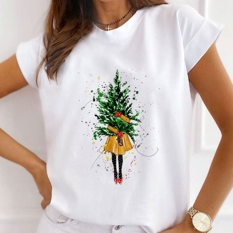 Hello Christmas Ladies White T-Shirt G