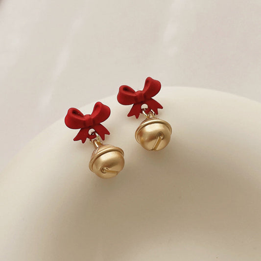 Christmas Bow And Bells Earrings