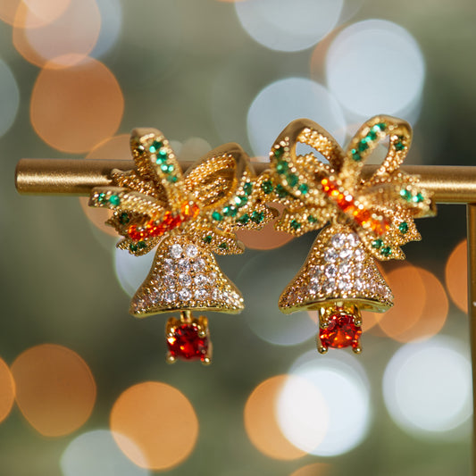 Zircon Christmas Jingle Bells Earrings