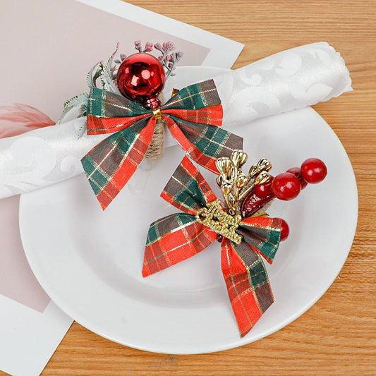 Christmas Bow Napkin Ring 6Pcs