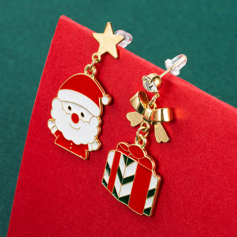 Cute Christmas Theme Asymmetry Earrings