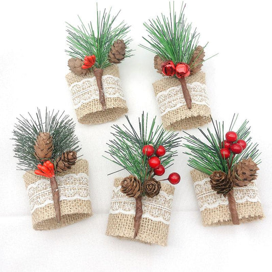 Christmas Pine Cone Napkin Ring 15Pcs