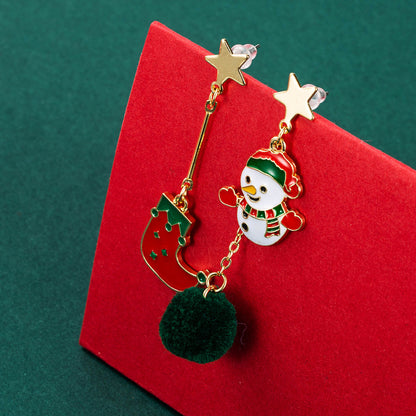 Cute Christmas Theme Asymmetry Earrings