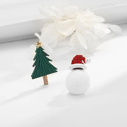 Christmas Tree Hat Fur Ball Earrings