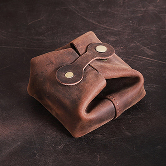 Vintage Brown Full Leather Coin Bag