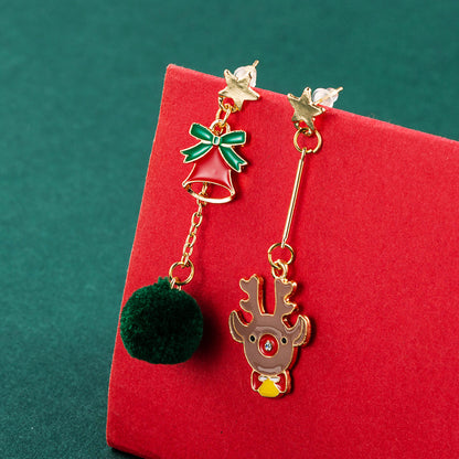 Cute Christmas Theme Asymmetry Earrings