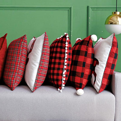 Christmas Red And Black Plaid Elk Pillowcase