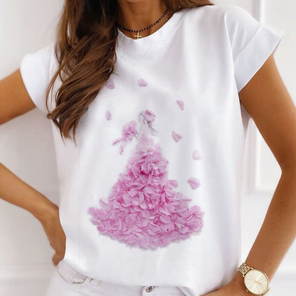 Style B :  The Flower Only Belongs To You Femal White T-Shirt
