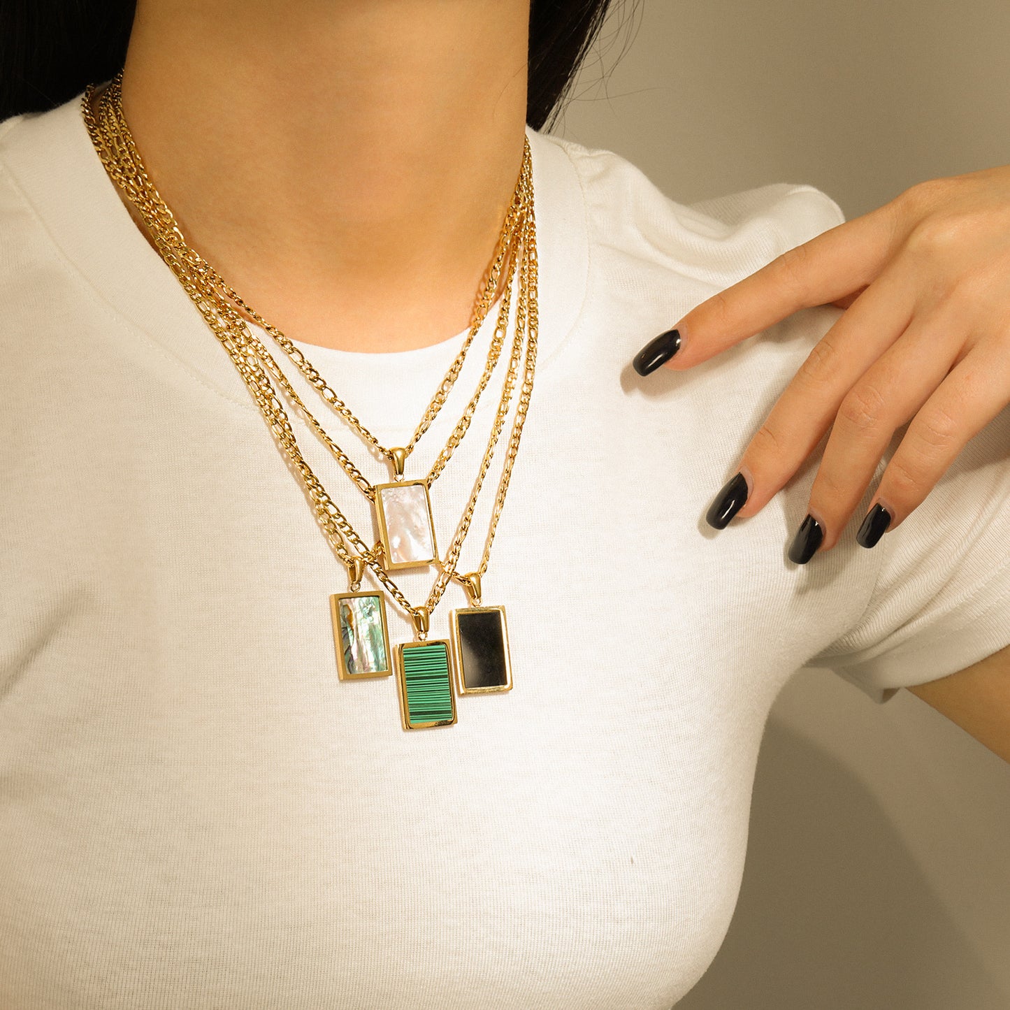 18K Gold Plated  shell-based geometry Necklace