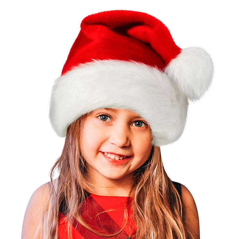 Thicken Fur Christmas Hat for Adults and Kids