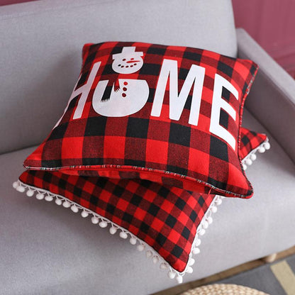 Christmas Red And Black Plaid Elk Pillowcase