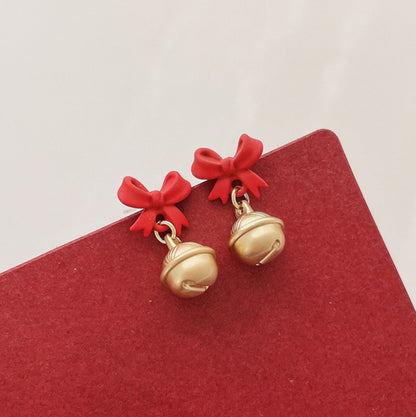 Christmas Bow And Bells Earrings