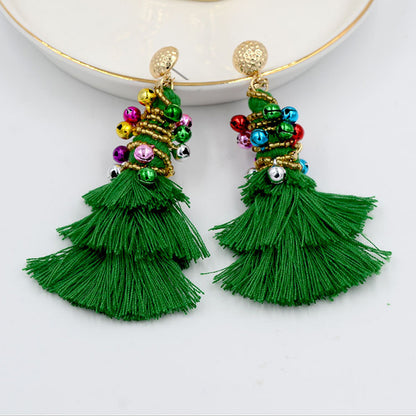 Christmas Tree Tassel Earrings B