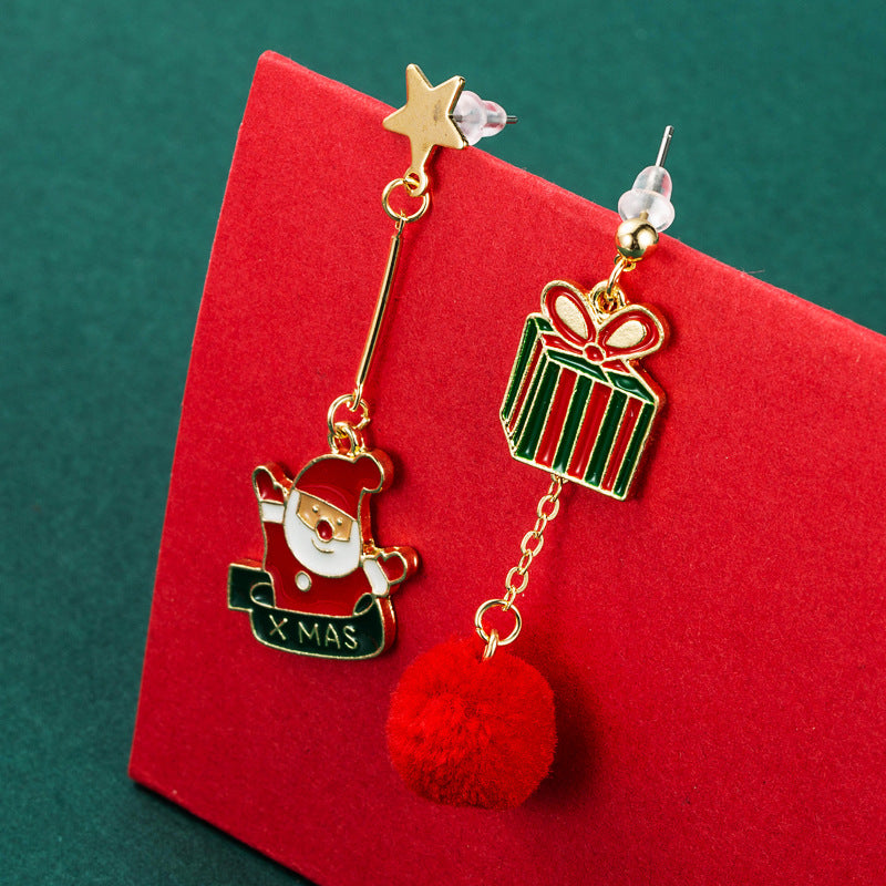 Cute Christmas Theme Asymmetry Earrings