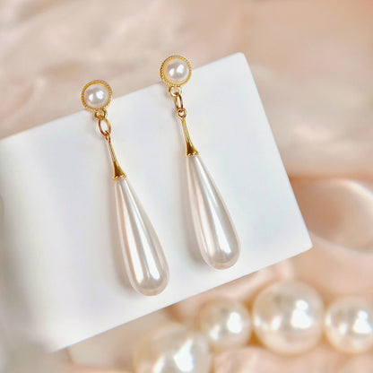 Vintage Artificial Pearl Pendant Earrings