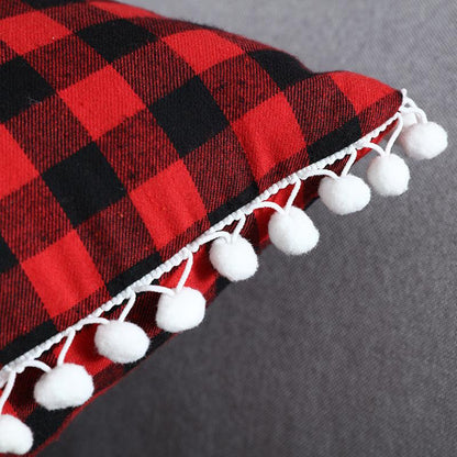 Christmas Red And Black Plaid Elk Pillowcase