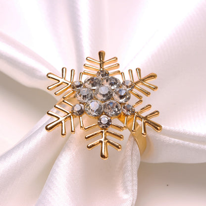 Rhinestone Christmas Snowflake Napkin Rings (Set of 6)