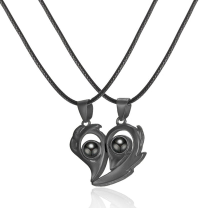 Magnetic Couple Necklaces With Love You Projection