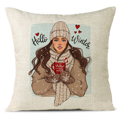 Hello Winter Linen Pillowcase