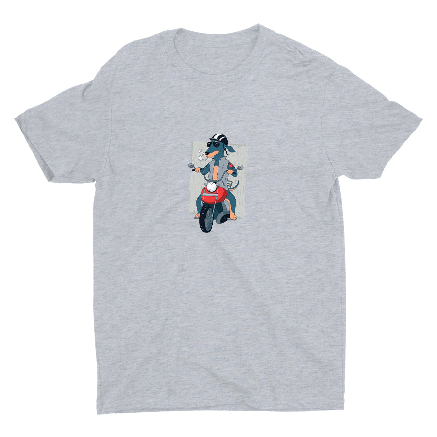 Biker Dachshund Dog On Cotton Tee