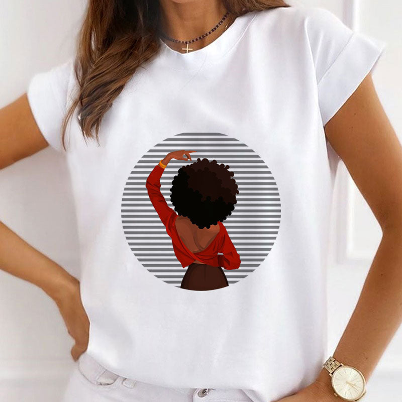 Style A :   Oil Painting Beautiful Girl Femal White T-Shirt