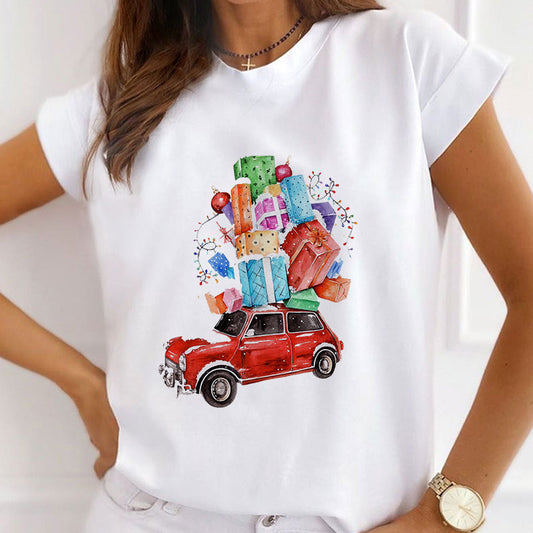 Hello Christmas Women White T-Shirt F