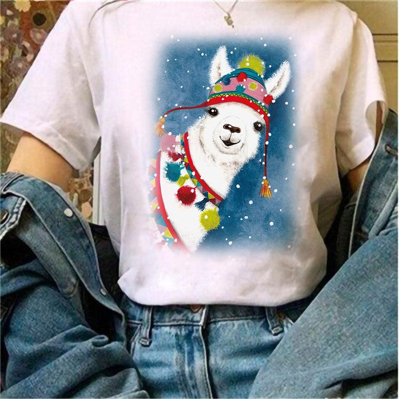 Merry Christmas Women White T-Shirt U