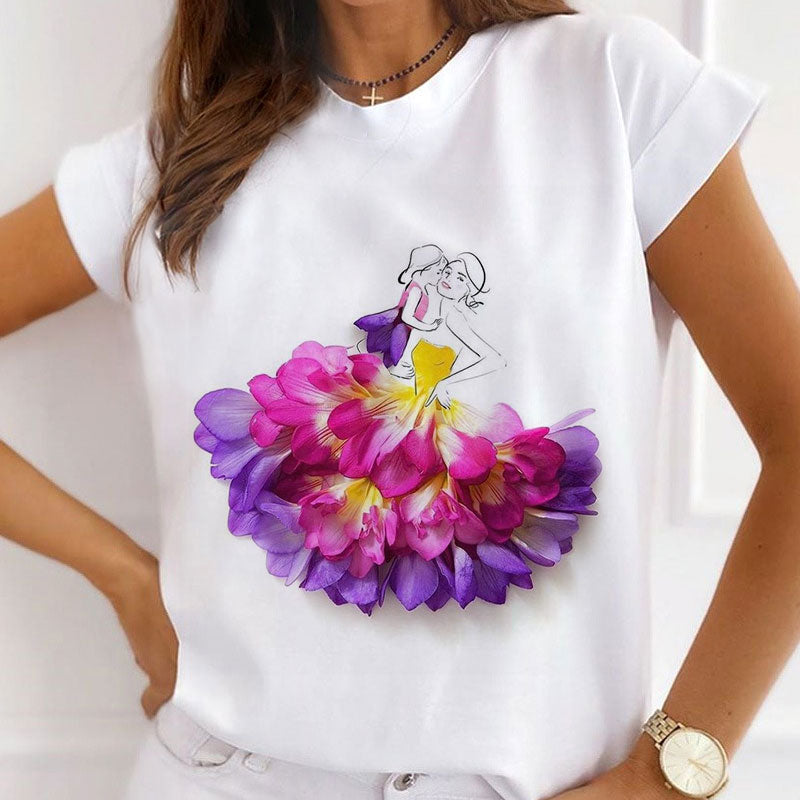 Style Q£ºBloom Like A Flower Women White T-Shirt