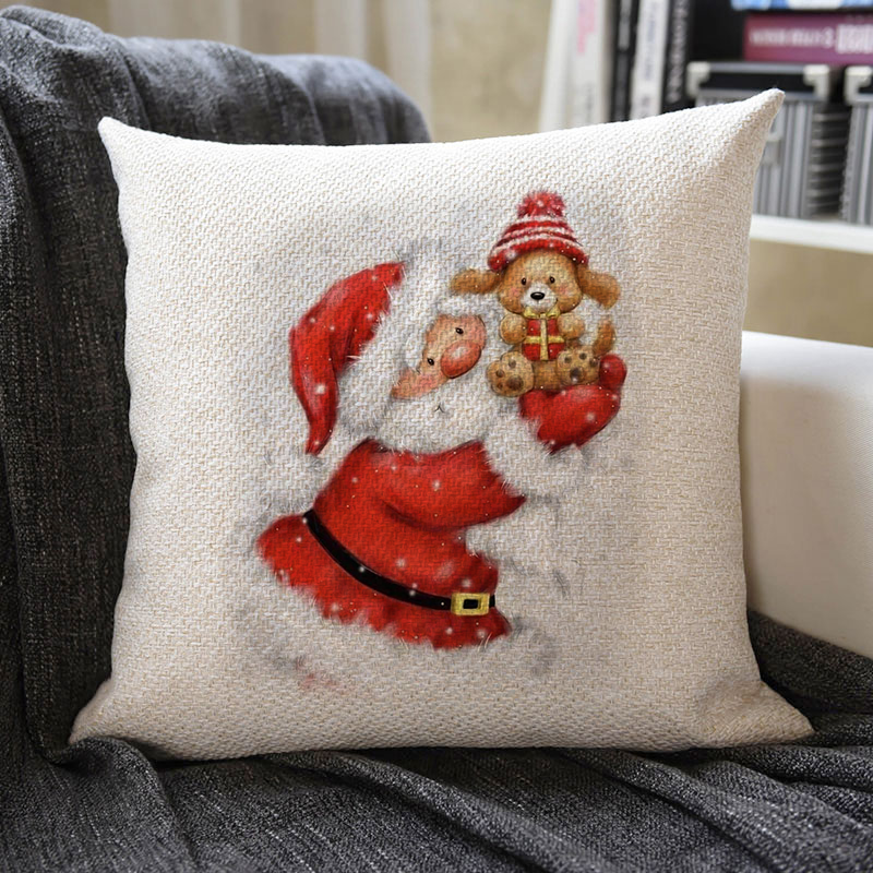 Christmas Themed Linen Pillowcase