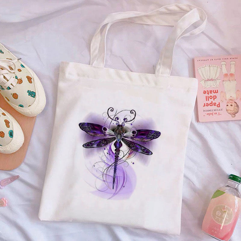 Dragonfly White Canvas Bag A