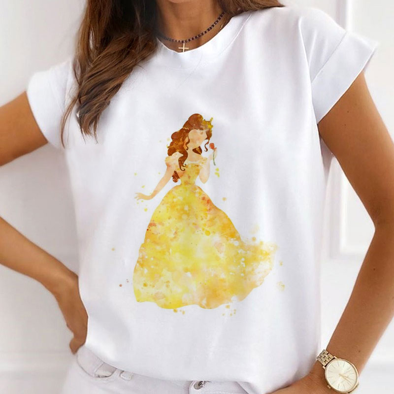 Style I :  Watercolor Princess Women White T-Shirt