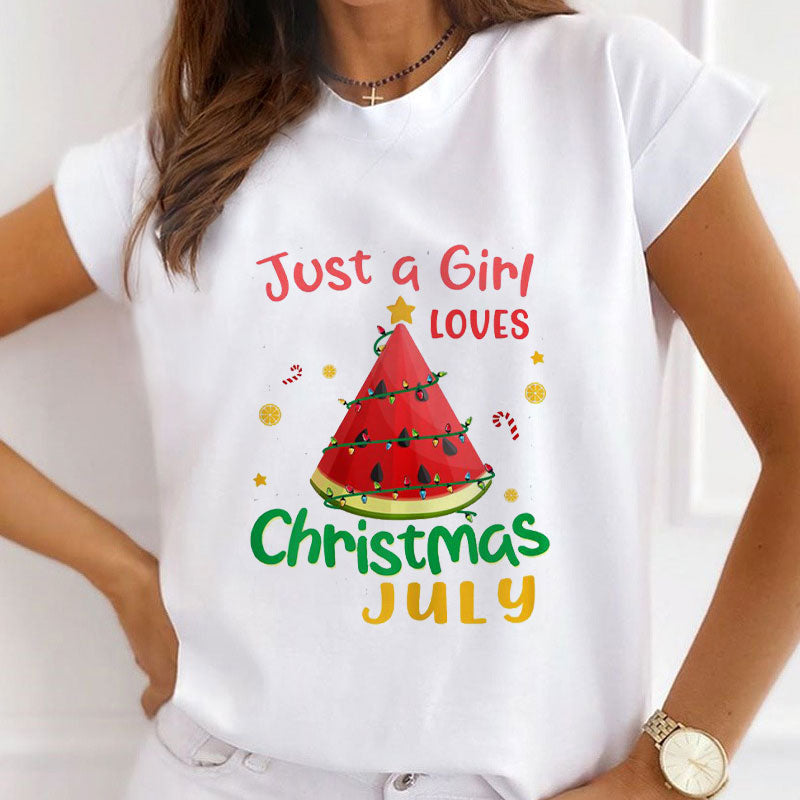 Christmas In July Women White T-Shirt C