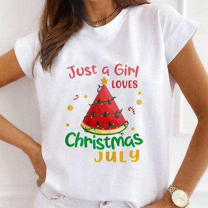 Christmas In July Women White T-Shirt C