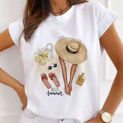 Style E :  Different Summer Women White T-Shirt