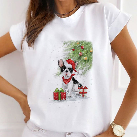 Merry Christmas Ladies White T-Shirt J