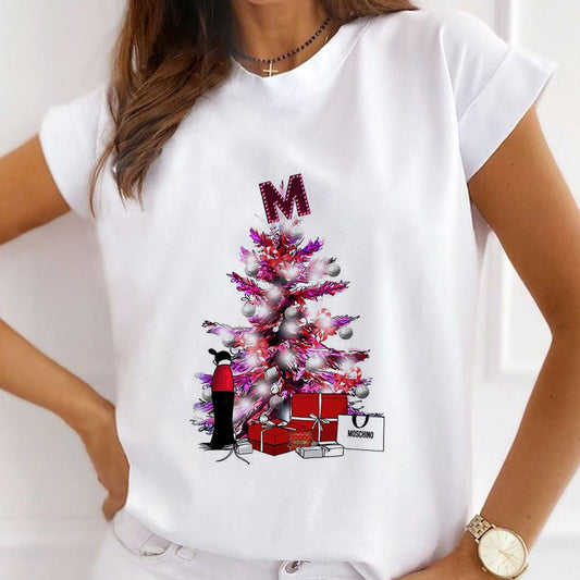 HELLO 2021 Christmas Women White T-Shirt J