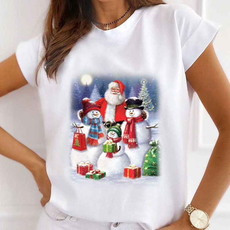 2021 Beautiful Christmas Women White T-Shirt I