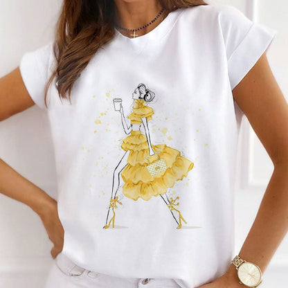 Style J :  Fashion Industry Leader Female White  T-Shirt