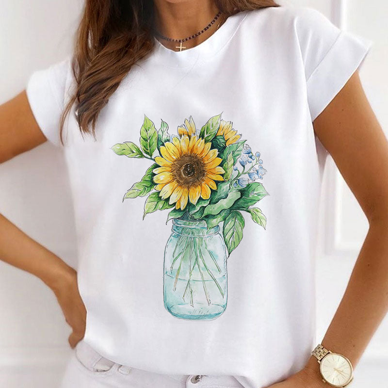 Style E :   Sunflower Femal White T-Shirt