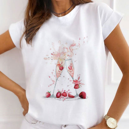 Style N£º Celebrate With Champagne Women White T-Shirt