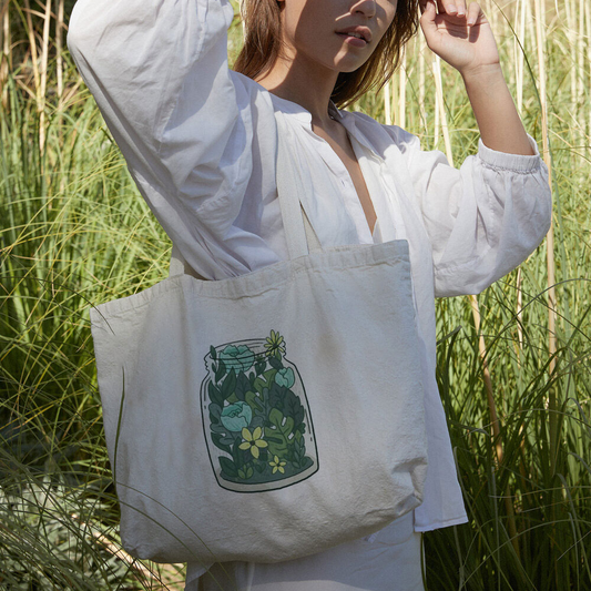 A JAR OF LEAVES CANVAS BAG