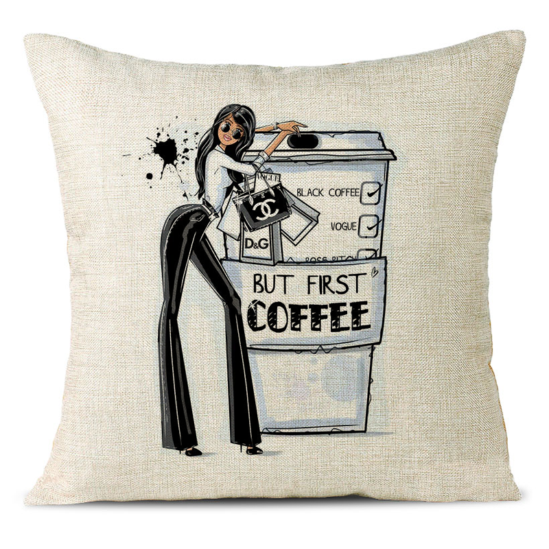 Coffee Time Linen Pillowcase