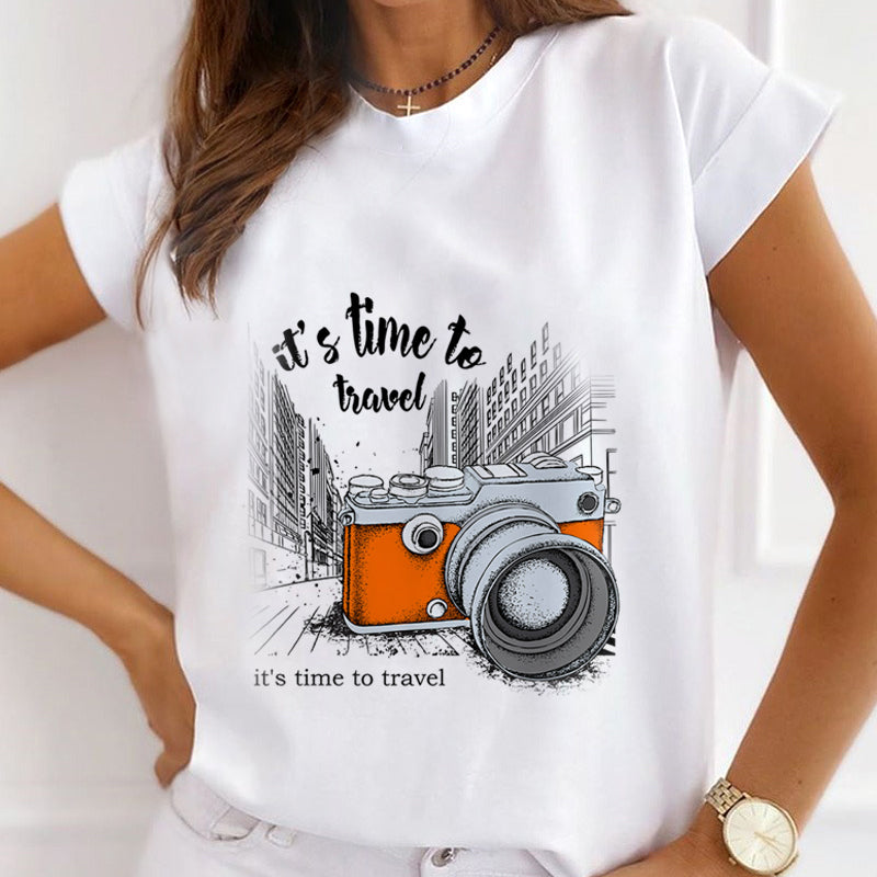Style H£º Travel Together Women White T-Shirt
